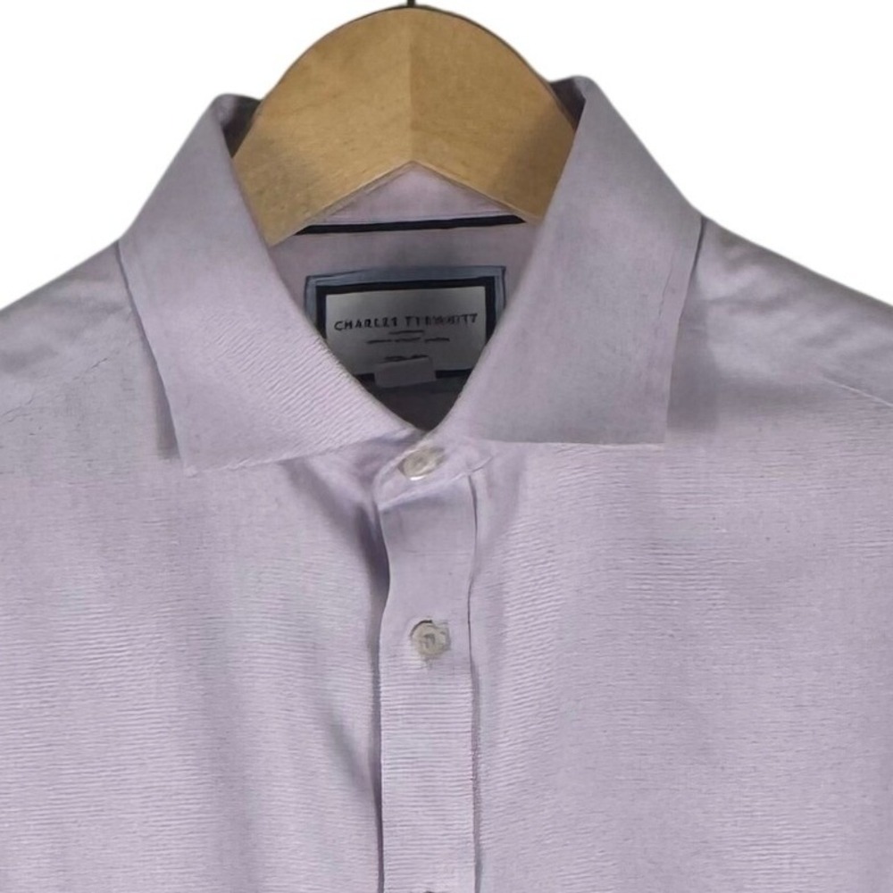 Charles Tyrwhitt Dress Shirt Mens16 34 Lavender Non-Iron Classic Fit French Cuff